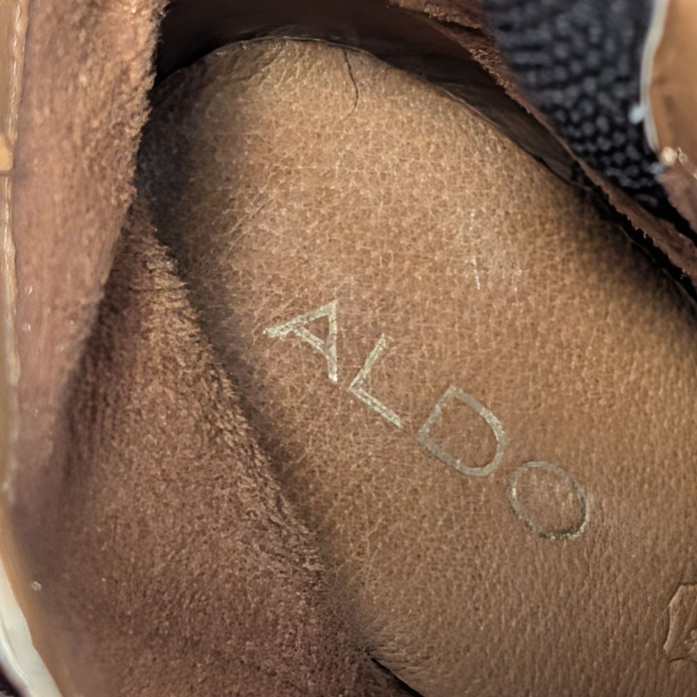 Aldo "Lampley" Two-Tone Congac/Brown Leather Ankle Booties, Size 8 - Picture 5 of 9